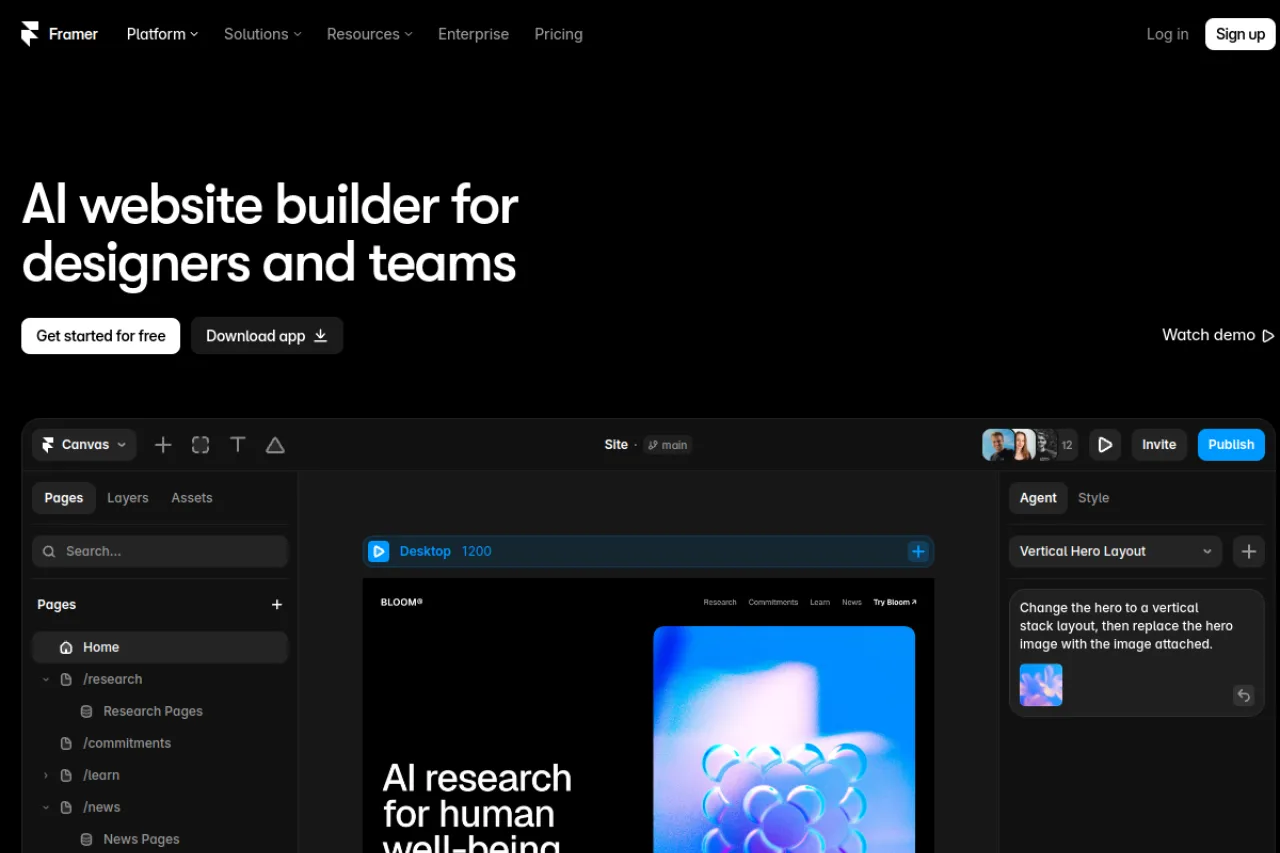 Framer AI screenshot