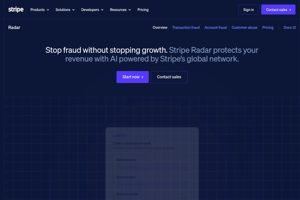 Stripe Radar screenshot
