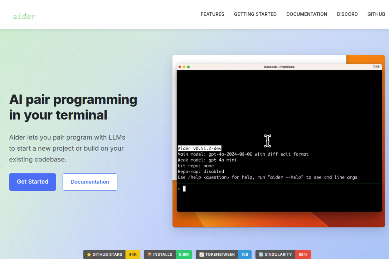 Aider screenshot
